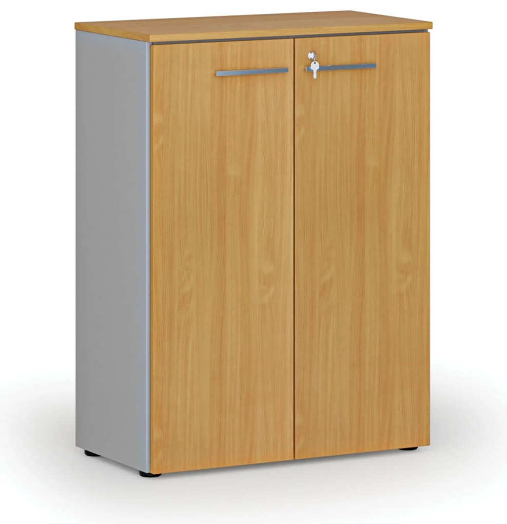 Kancelárska skriňa s dverami PRIMO GRAY, 800 x 420 x 1087 mm, sivá/buk