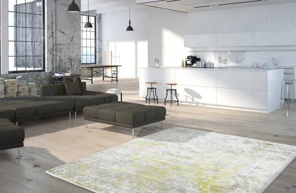 Obsession, AKCIA: 120x170 cm Ručne tkaný kusový koberec Taste of obsession 122 GINGER, šedá, žltá, chodba / predsieň