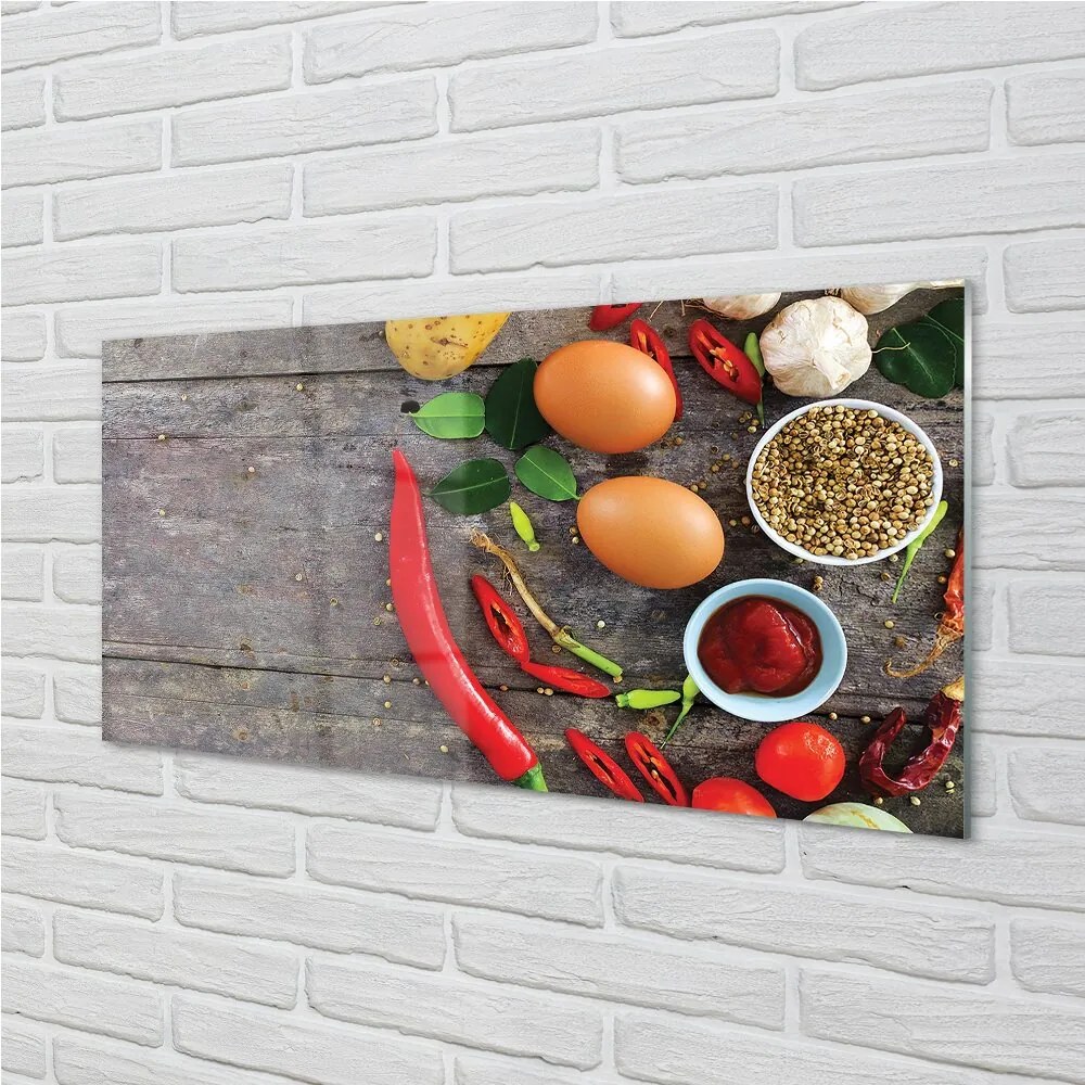Obraz na skle Pepper opustí vajcia 120x60 cm