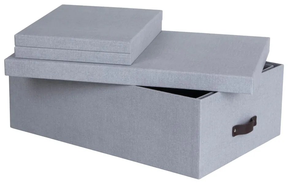 Svetlosivé kartónové úložné boxy s vekom v súprave 3 ks 31x47x15 cm Inge – Bigso Box of Sweden