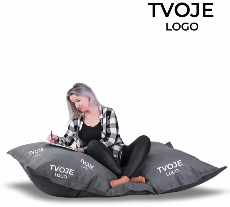 Sedací vak vankúš sivý semišový s vlastným logom EMI