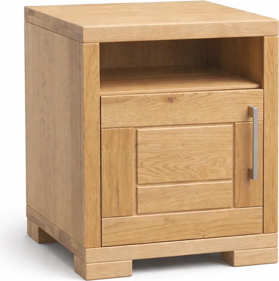 Moderný dubový nočný stolík s policou a dvierkami, 44x40x55 cm Otváranie vľavo
