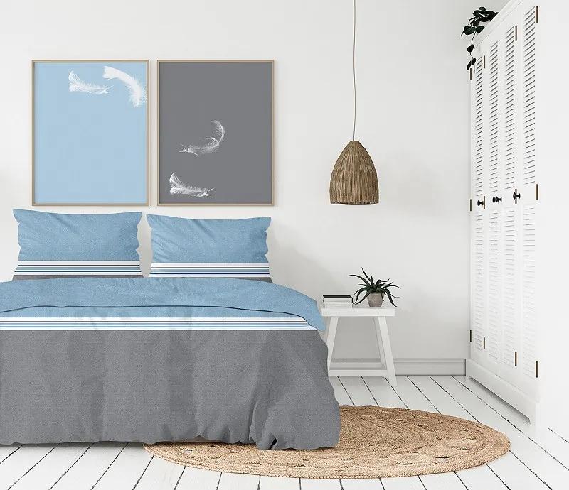 DomTextilu Fenomenálne sivo modré posteľné obliečky z kvalitného bavlneného saténu 3 časti: 1ks 200x220 + 2ks 70 cmx80 Modrá 70 x 80 cm 39080-183140