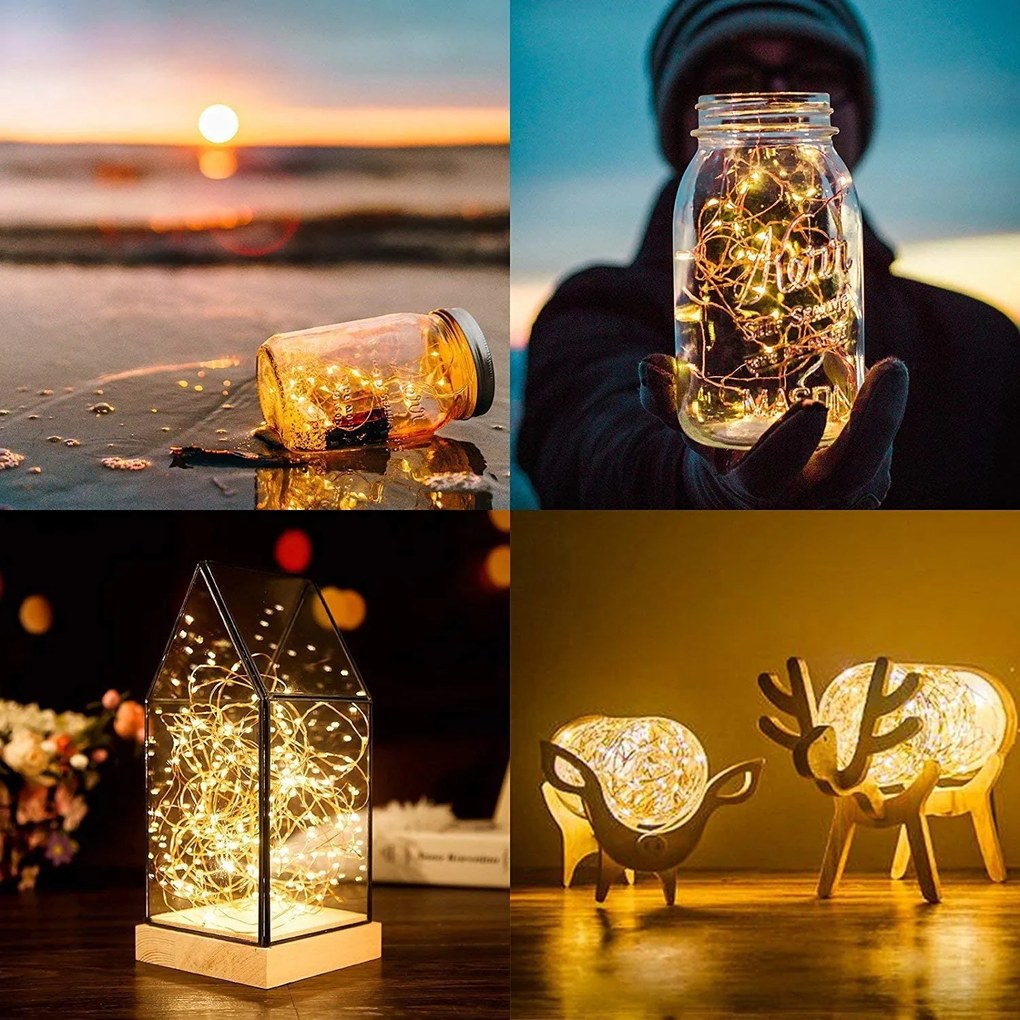 Vianočné mikro reťaz na batérie, teplá biela, 5m, 50 LED