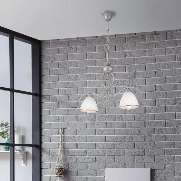 Luster na reťazi RETRO 2xE27/60W/230V strieborná