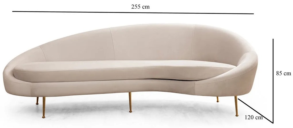 Dizajnová 3-miestna sedačka Zeena 255 cm béžová - pravá
