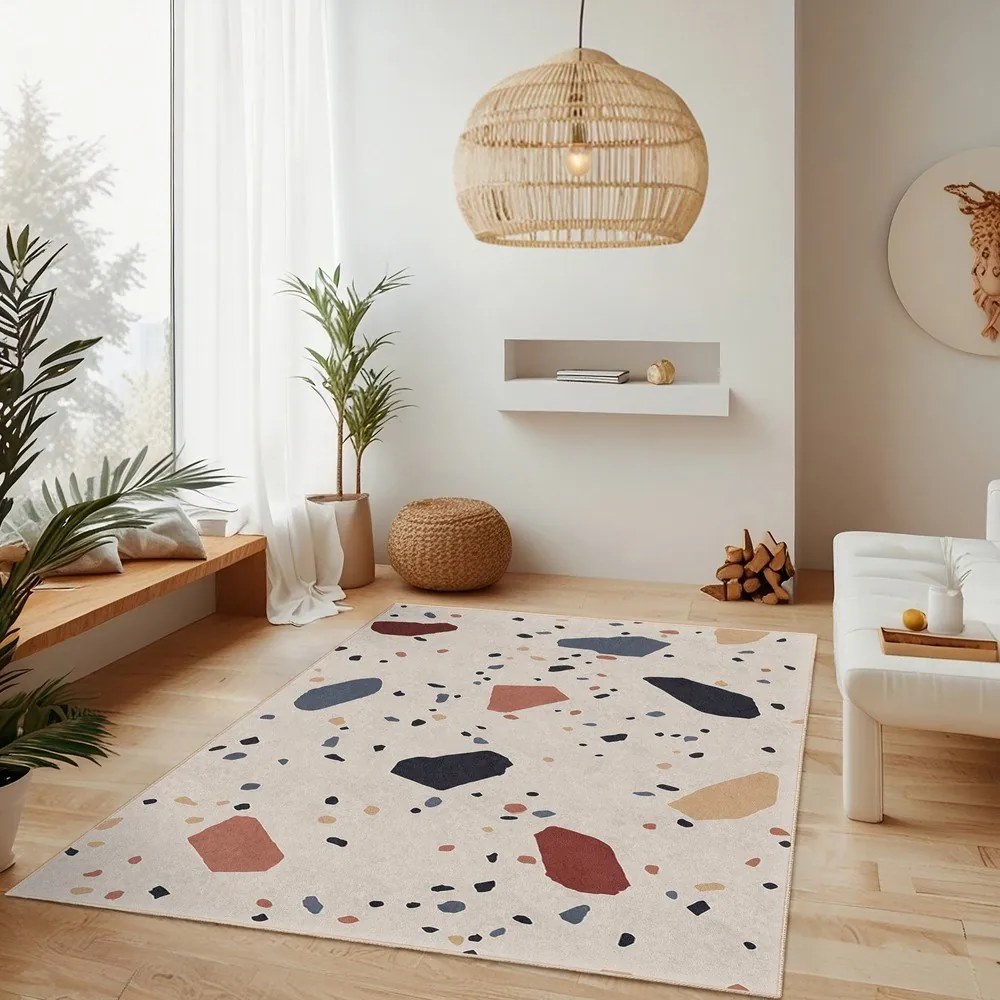 Krémový prateľný behúň 60x230 cm Cracked Terrazzo – Mila Home