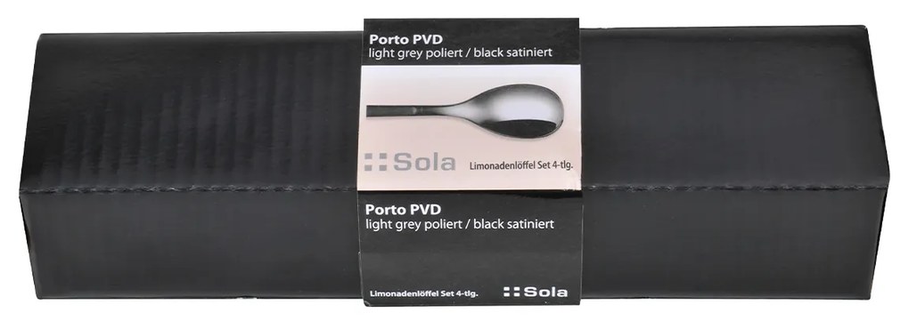 Limonádové lyžičky set 4 ks - Porto PVD tmavý titánový / čierny pieskovaný - 110294