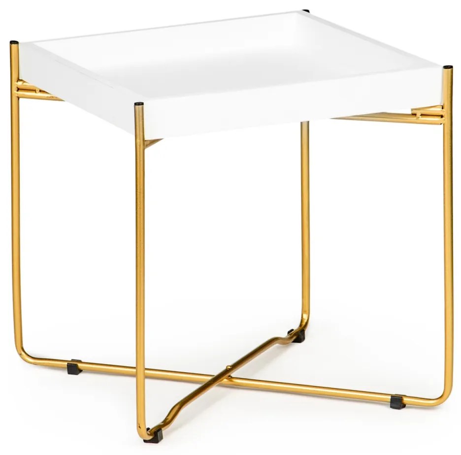 Odkladací stolík LOFT biely/zlatý