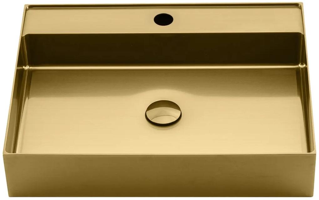 Sapho, AURUM nerezové umývadlo 55x42 cm, vrátane výpuste, zlatá, AU202