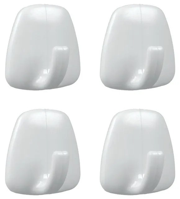 Sada 4 bielych plastových samolepiacich háčikov Metaltex John