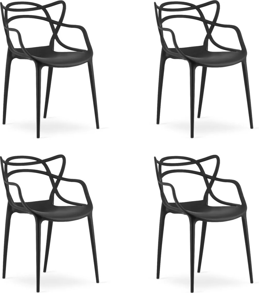 Sada 4 ks plastových stoličiek KATO čiernych