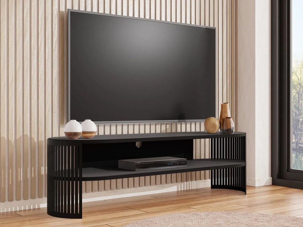 TV skrinka Zinzit, Farba: čierna / čierna pietra grigia