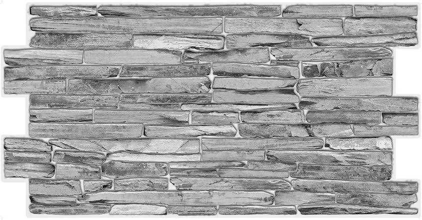 Obkladové panely 3D PVC TP10019928, cena za kus, rozmer 980 x 500 mm, kameň sivý, GRACE