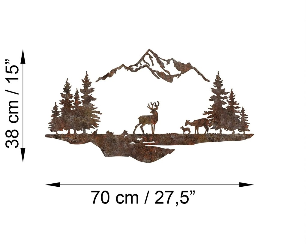 Nástenná kovová dekorácia Hrdzavá Krajina 1 viacfarebná