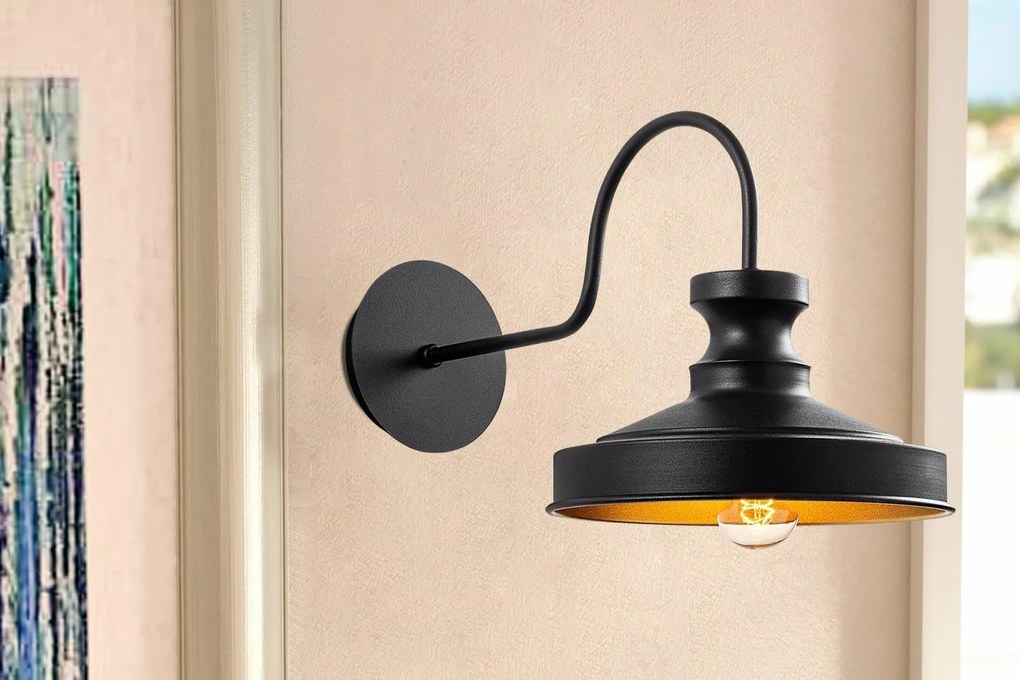 Dizajnová nástenná lampa BERSTE 42 cm, čierna