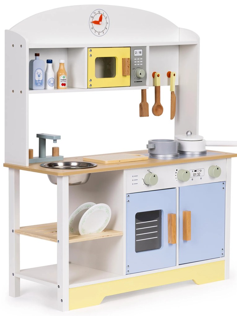Detská kuchynka ECOTOYS s rúrou, práčkou a 12 doplnkami