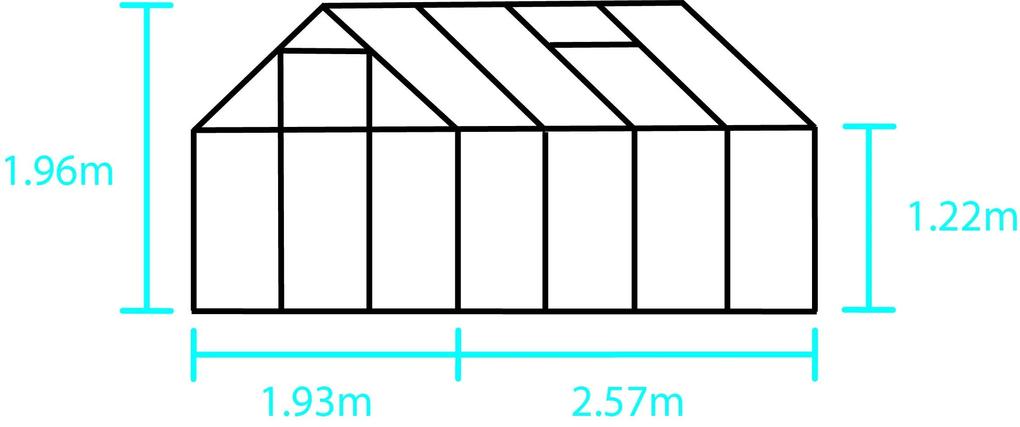 Skleník Halls Popular, 2,57 x 1,93 m / Hliník, Komôrkový polykarbonát