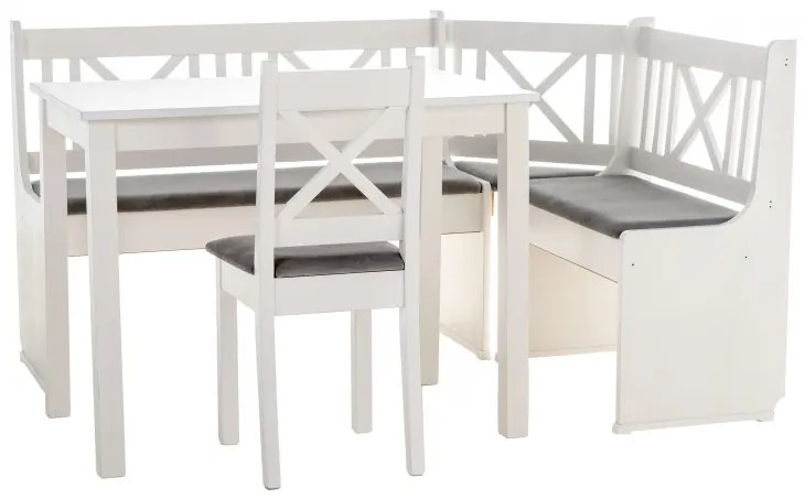 Rohová jedálenská lavica X1 Biela