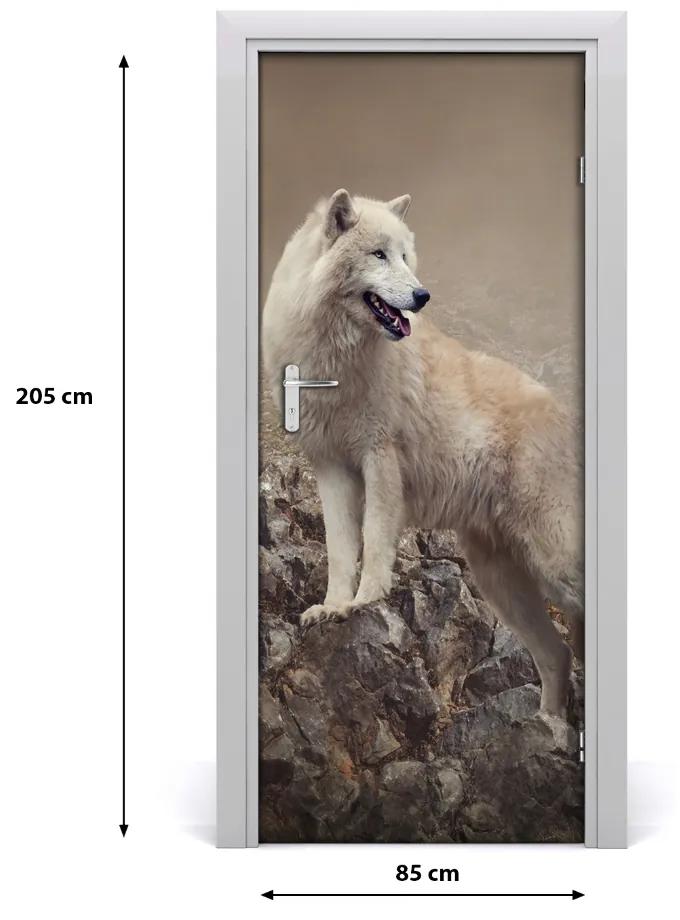 Samolepiace fototapety na dvere Vlk na skale 85x205 cm