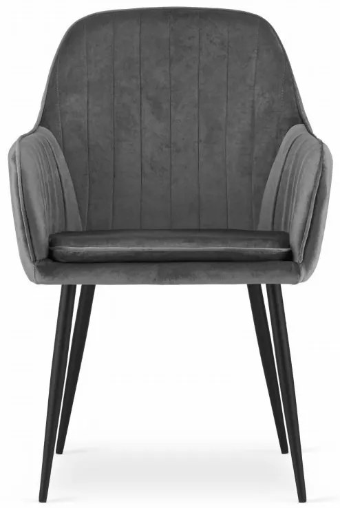 Stolička LUGO - tmavosivý zamat / čierne nohy