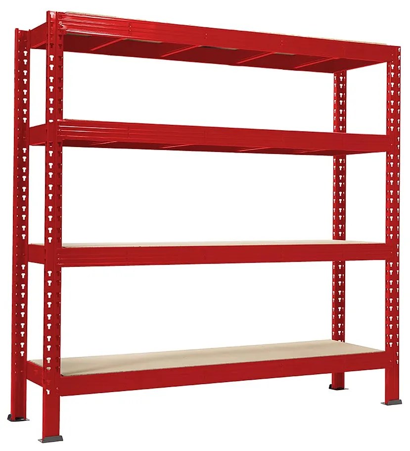 Trestles Nekonečný priemyselný regál 1800x2200x800, 4 police Farba: červená a čierna