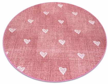 Koberec HEARTS kruh Jeans - ružový