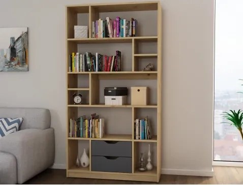 Vysoký regál/knižnica Sten, dub artisan/grafit%