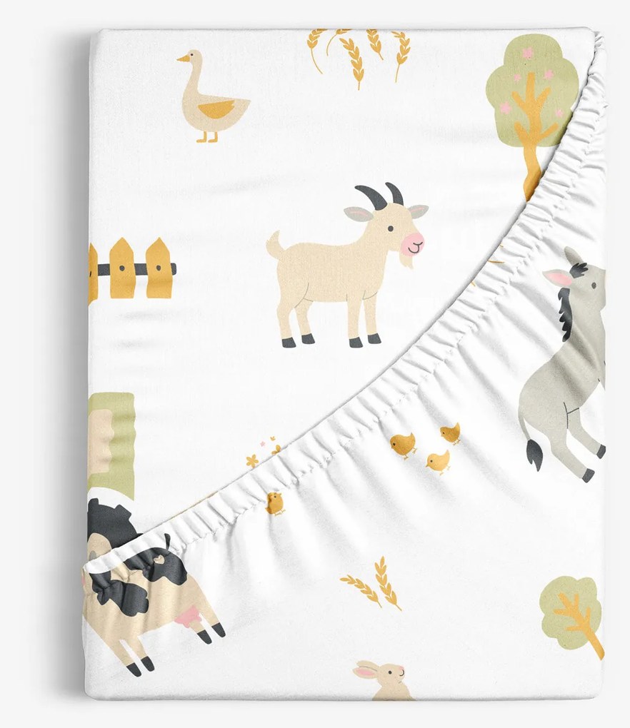 Goldea detská bavlnená napínacia plachta - život na farme 90 x 200 cm