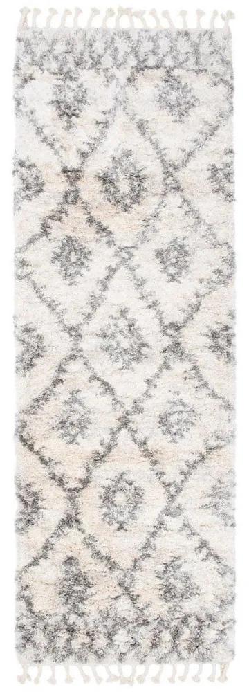 Kusový koberec shaggy Azteco krémovo sivý 2 atyp 80x250cm