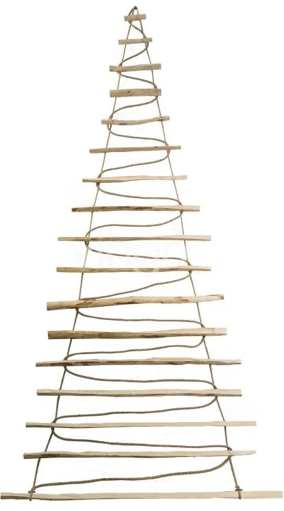 Veľký závesný drevený vianočný stromček s LED osvetlením - 205 cm