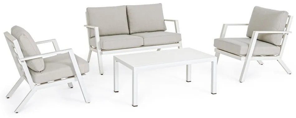 Bielá hliníková záhradná lounge súprava pre 4 Harley – Bizzotto