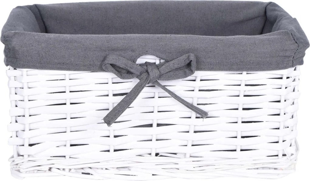 Prútený košík 30 x 20 x 15 cm - biely / šedý