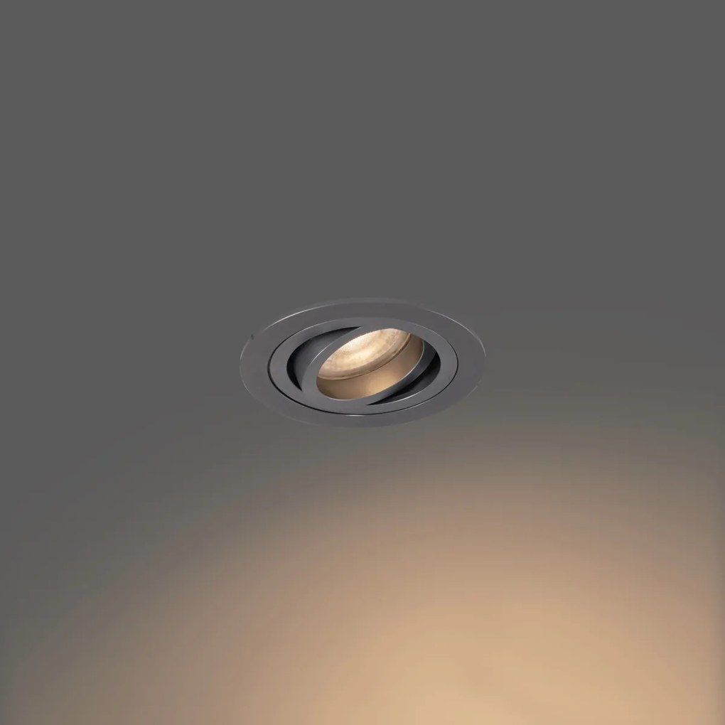 Moderné zapustené bodové svetlo tmavosivé GU10 50 mm okrúhle výkyvné - Rondoo