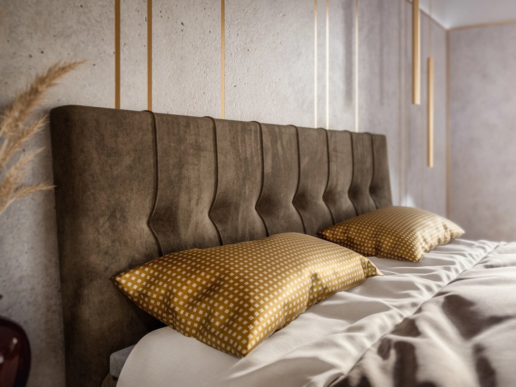 Jednolôžková posteľ Boxspring 120 cm Driny (karamelová) (s matracom a úl. priestorom). Akcia -20%. Vlastná spoľahlivá doprava až k Vám domov. 1043357