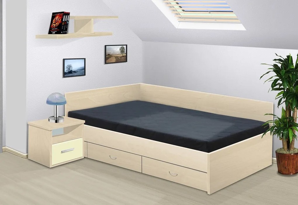 posteľ s úložným priestorom Renata 120x200 cm lamino: bílá, boční čela: bez bočních čel