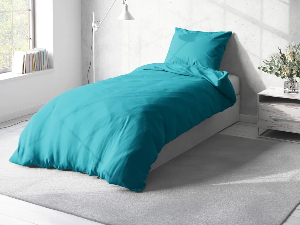 Biante Bavlnené jednofarebné posteľné obliečky Moni MOD-511 Tyrkysové Predĺžené 140x220 a 70x90 cm