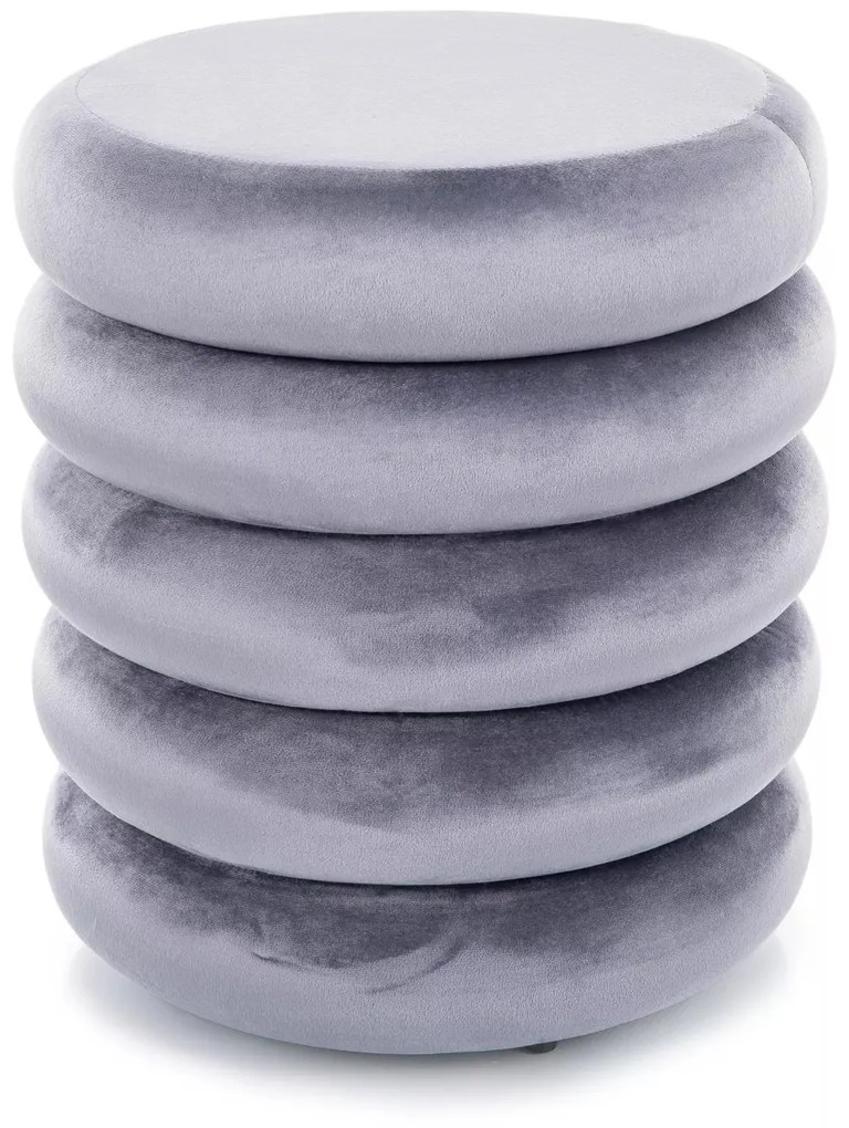 Taburet Calvi Velvet s úložným prostorem šedý