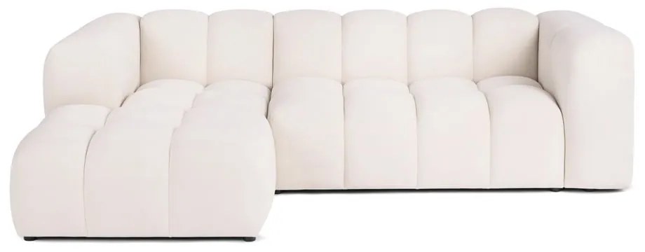 Krémová zamatová rohová pohovka (ľavý roh/s leňoškou) Cube – Bonami Selection