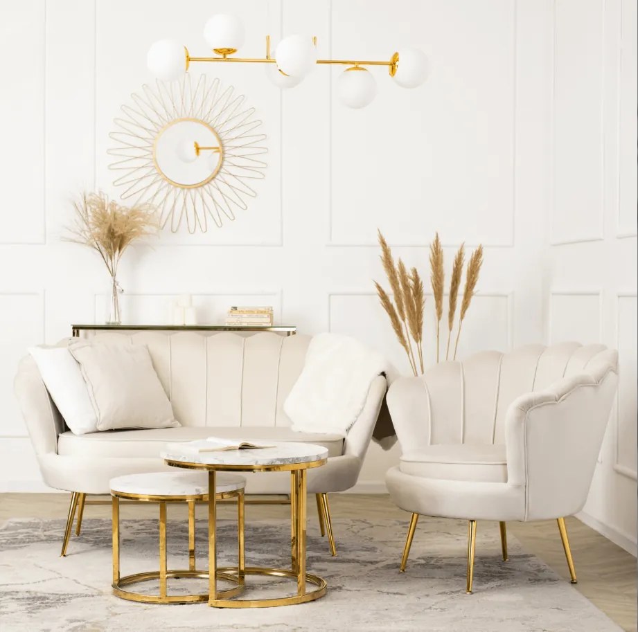 Vintino zamatová sedačka ZORAYA krémová