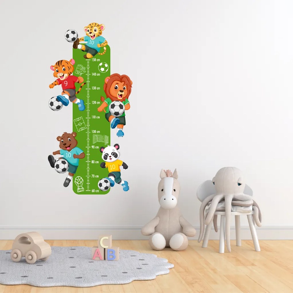 PIPPER. Detský meter - Zvieratká futbalisti - textilná nálepka na stenu