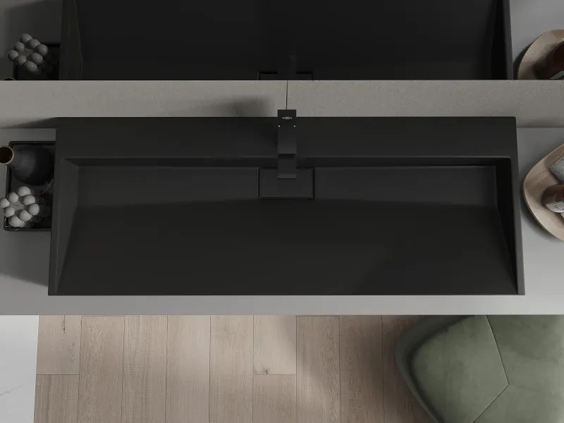 Mexen Ava, umývadlo na dosku z konglomerátu 1/O 120 x 46 cm, čierna matná, 23011271