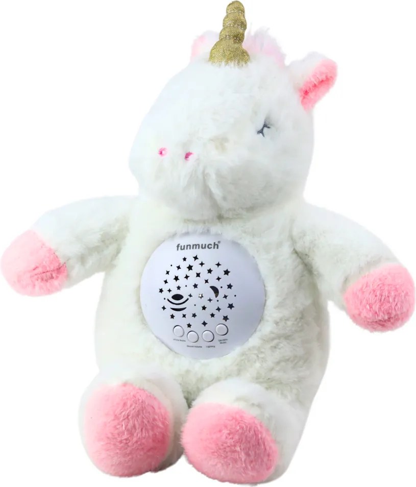 LEAN Toys Plyšový jednorožec spiaci plyšový zvuk projektora
