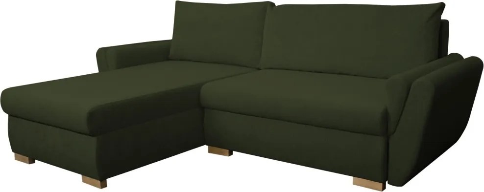 Rohová sedačka Helvetius, tmavo zelená látka