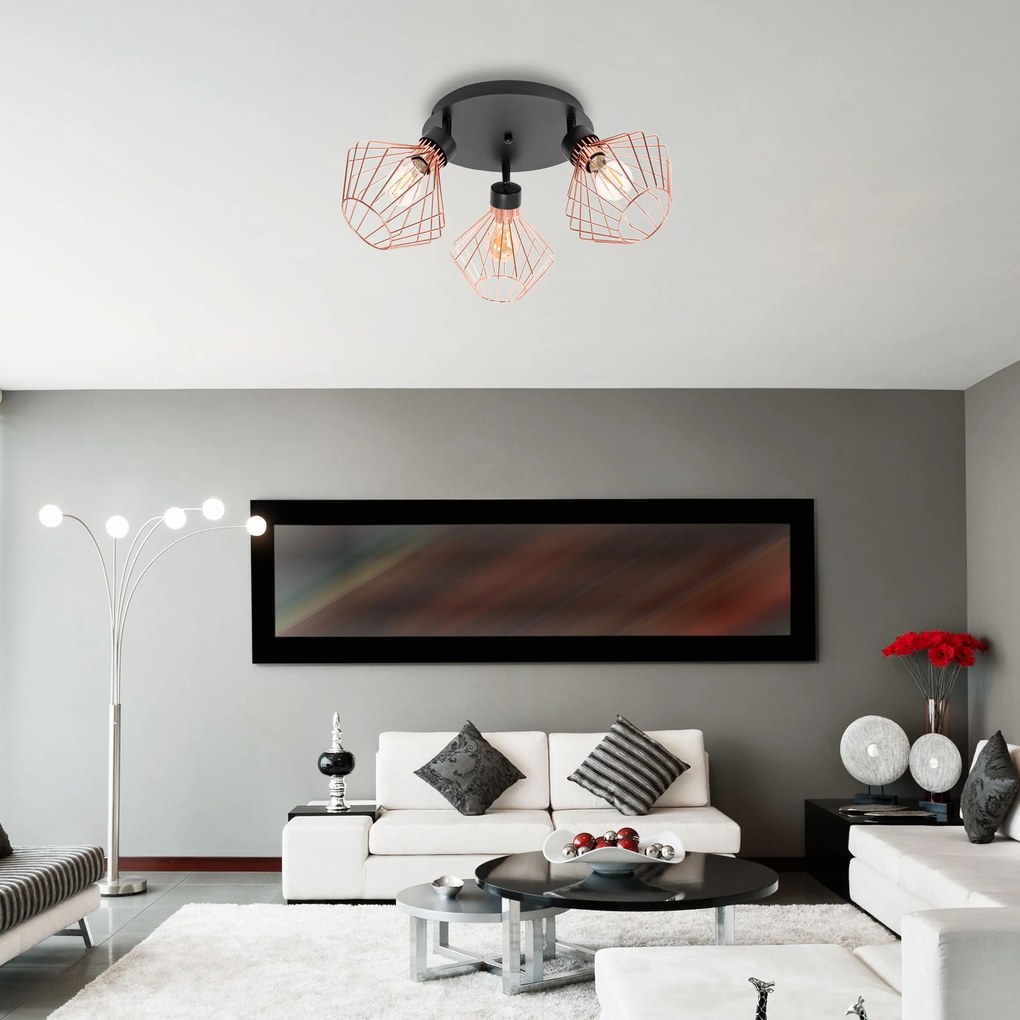 Toolight - Stropná lampa typu reflektor 392195, čierna-ružové zlato, OSW-08561