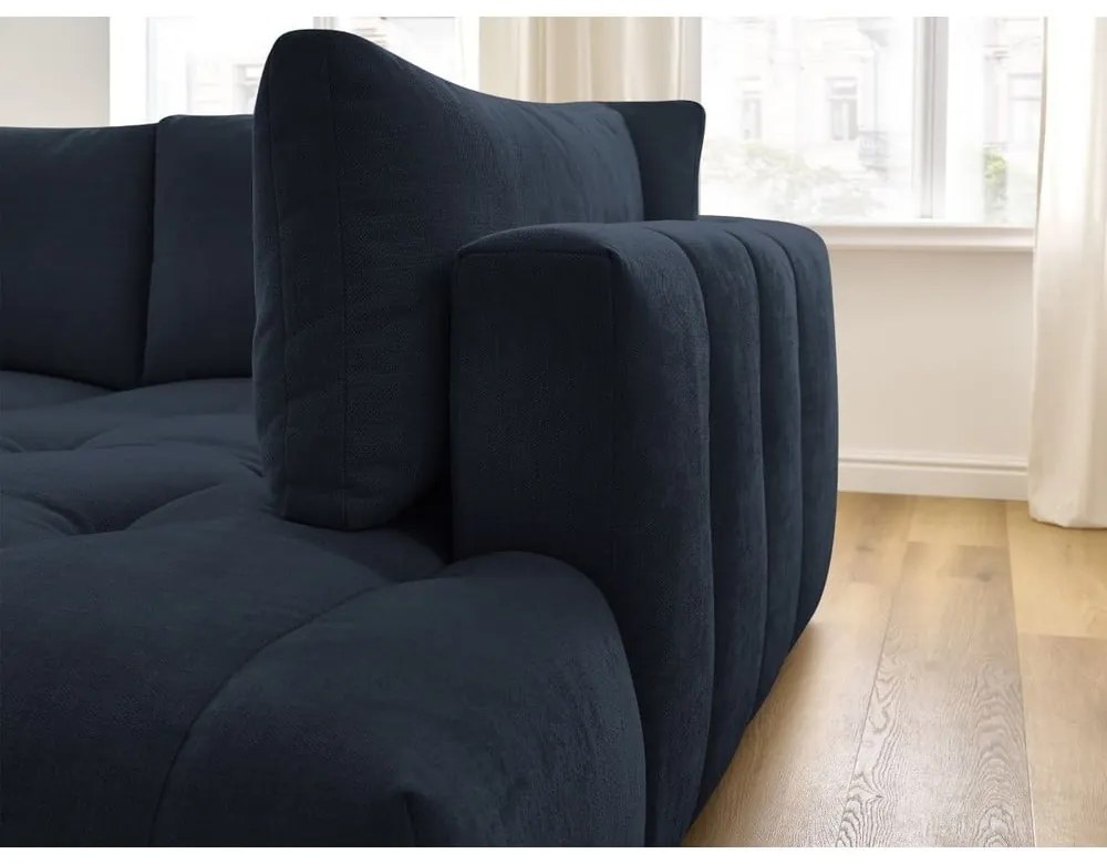 Tmavomodrá rozkladacia/s úložným priestorom rohová pohovka (pravý roh/do L) Fuji – Bobochic Paris