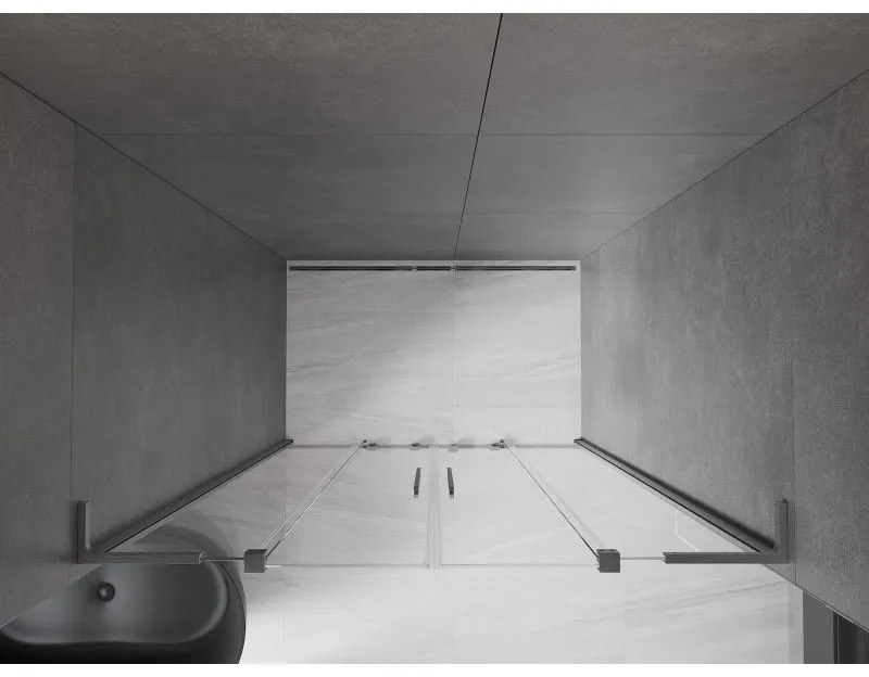 Mexen Velar L Duo, posuvné sprchové dvere do otvoru 140 cm, 8mm číre sklo, grafit brúsený, 871-140-003-02-66