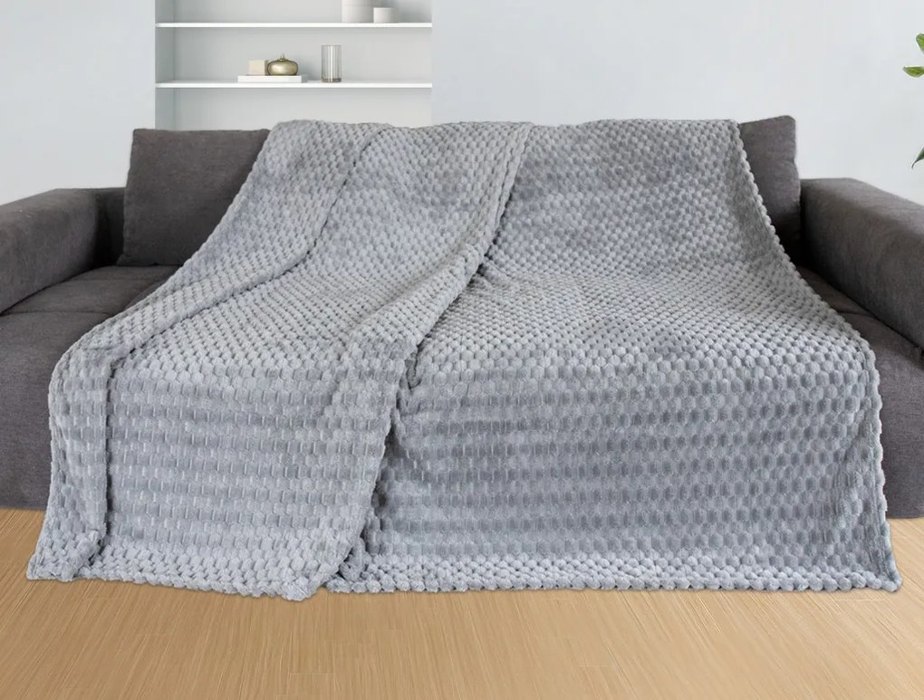 Deka Cashmere touch Big Dots 220x240 cm, strieborná