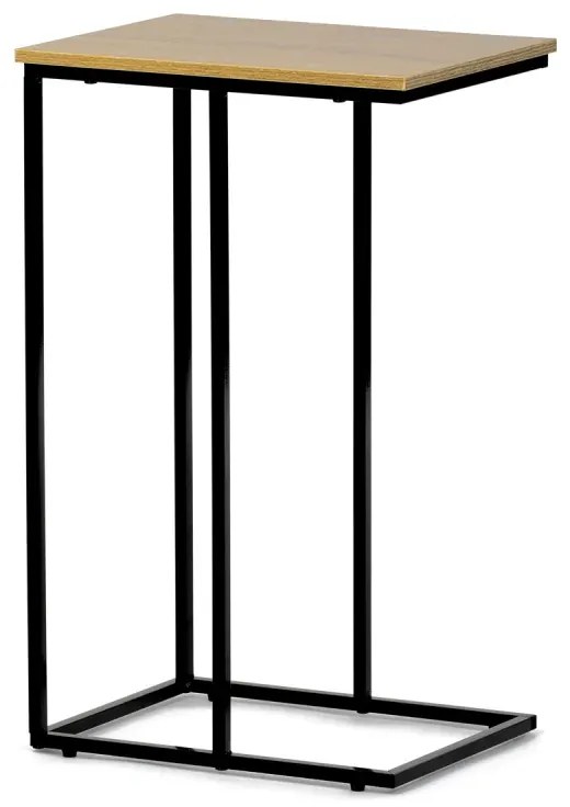 Odkládací stůl, MDF deska, dekor divoký dub, černý kov