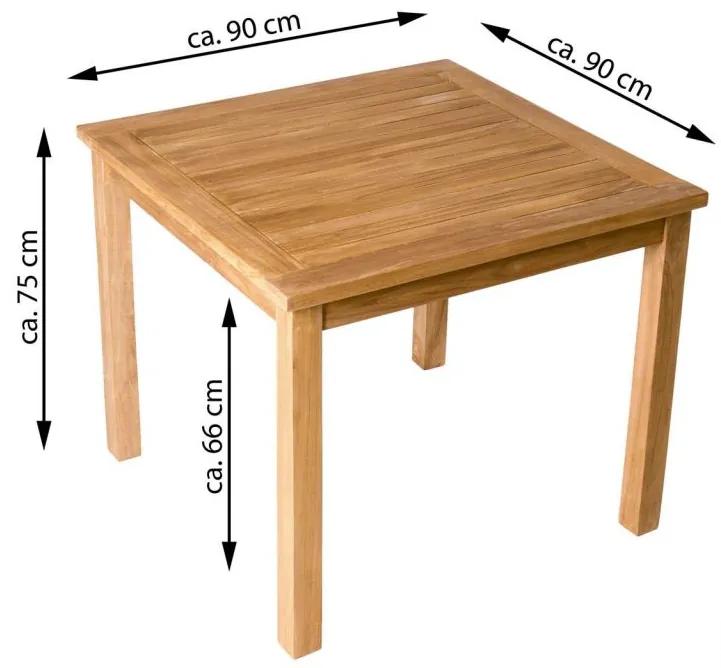 Divero záhradný drevený stôl, 90 x 90 x 75 cm